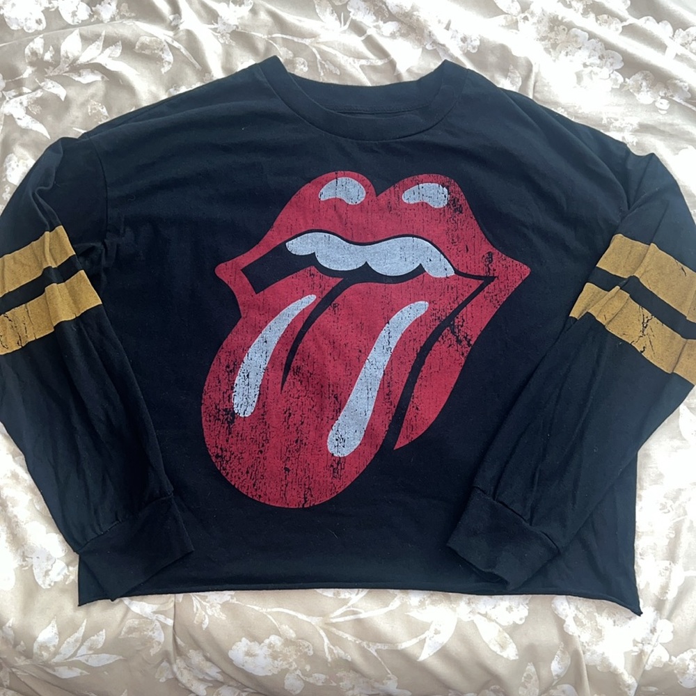 The Rolling Stone Stripes Tongue Logo Rock Band Long Sleeve Tee Size Medium - Picture 3 of 7